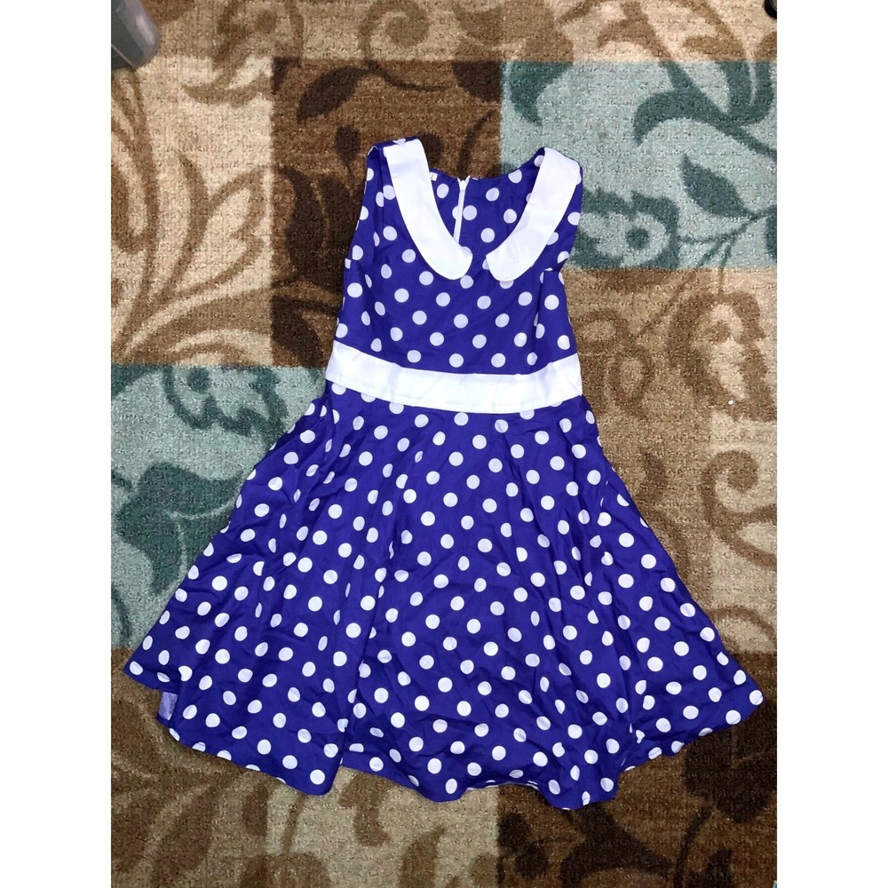 Polka Dot Dress - Blue & White,‎ Sleeveless, Party, Casual, Kids Size Large